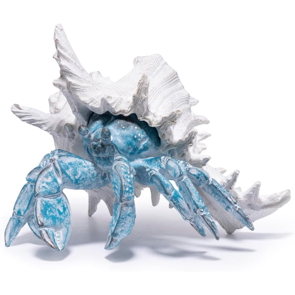 8.25" Coastal Hermit Crab Figurine, Nautical Statue Decor