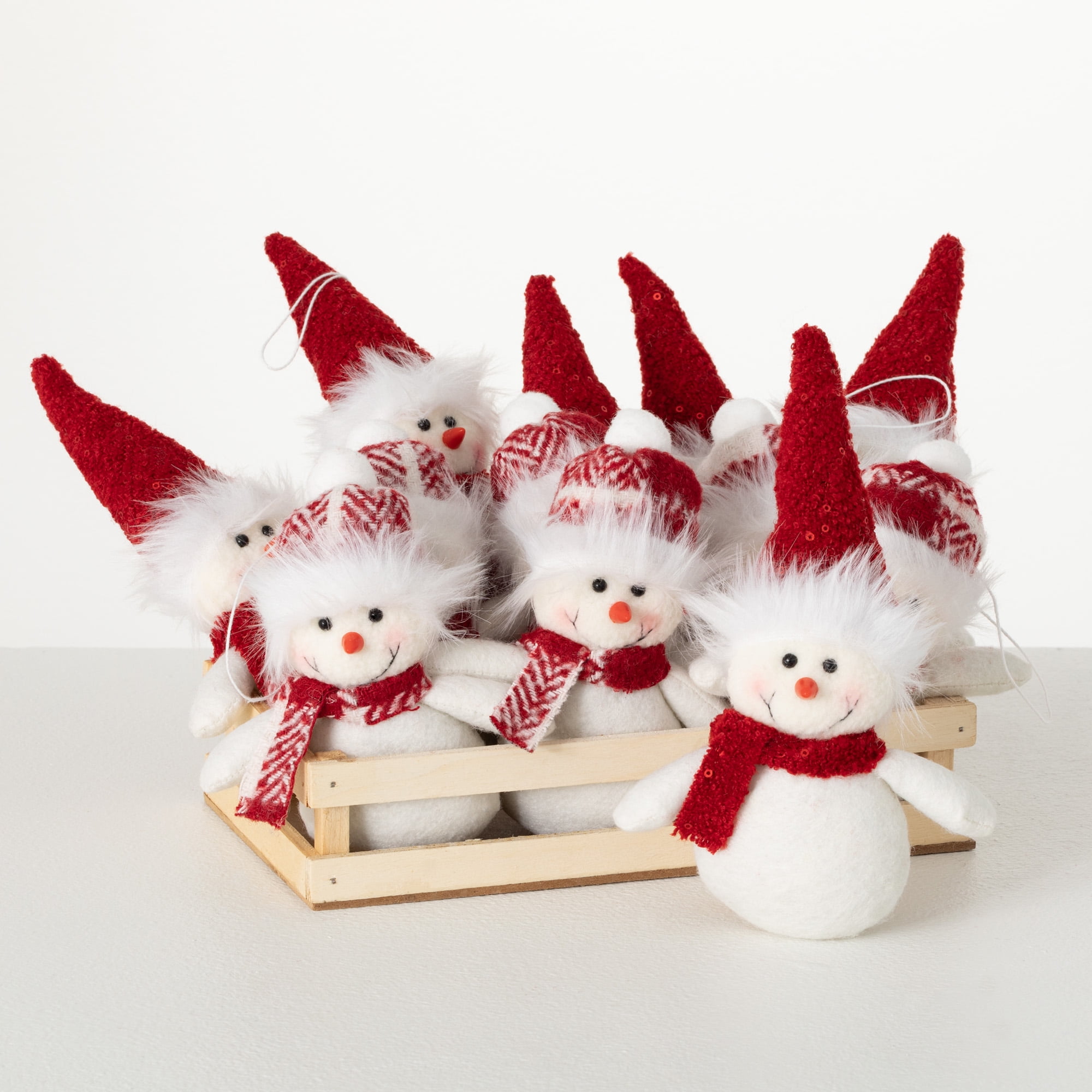 8.25"H Sullivans Crate Snowman Ornament Set 12, Multicolored
