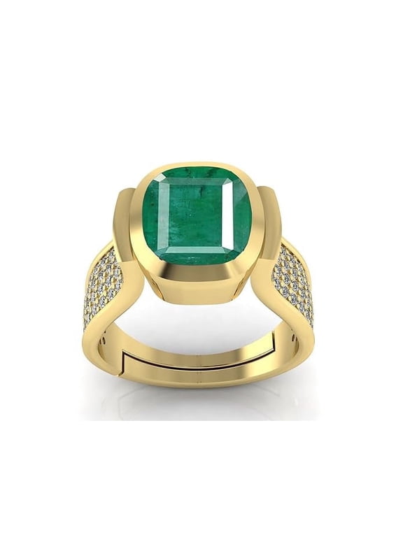 7.70 Carat Stone Original Certified Panna Stone Emerald Ring Gold Plated Adjustable Woman Man Ring