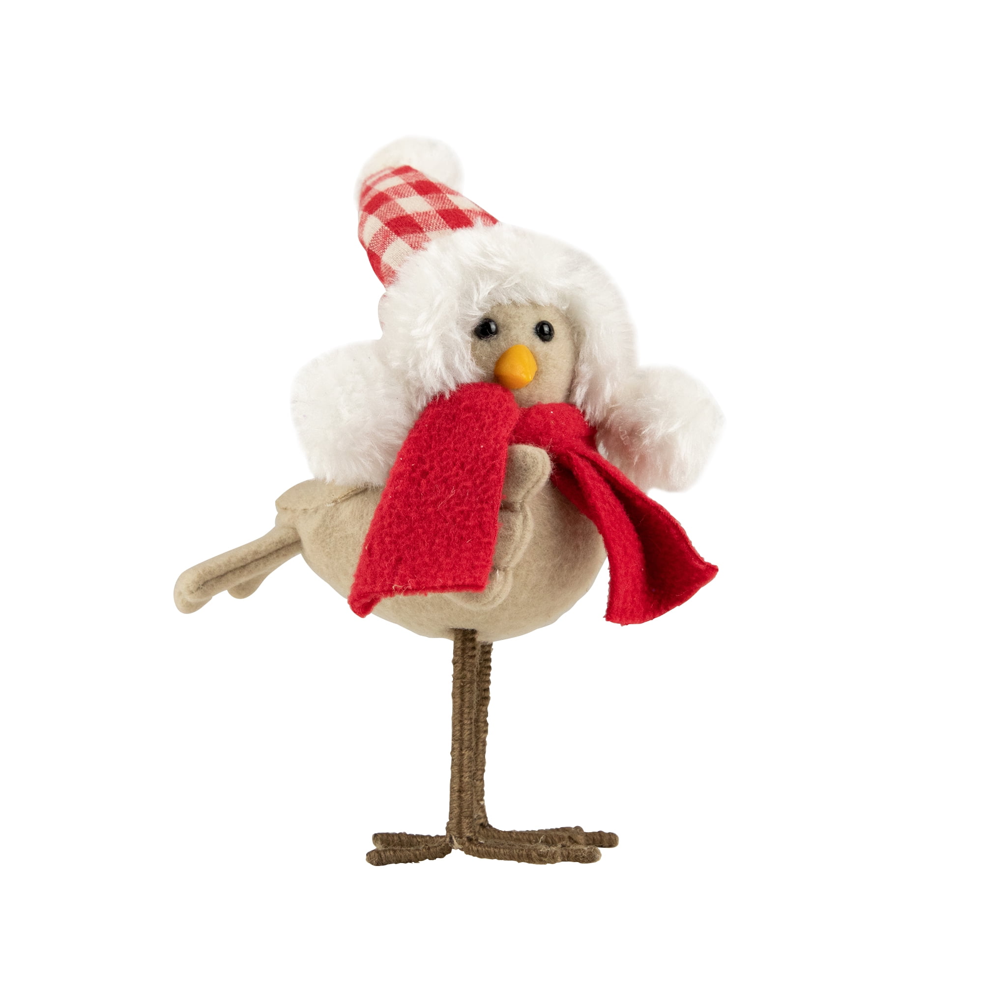 8.25" Standing Beige Bird with Red Scarf and Hat Tabletop Decoration