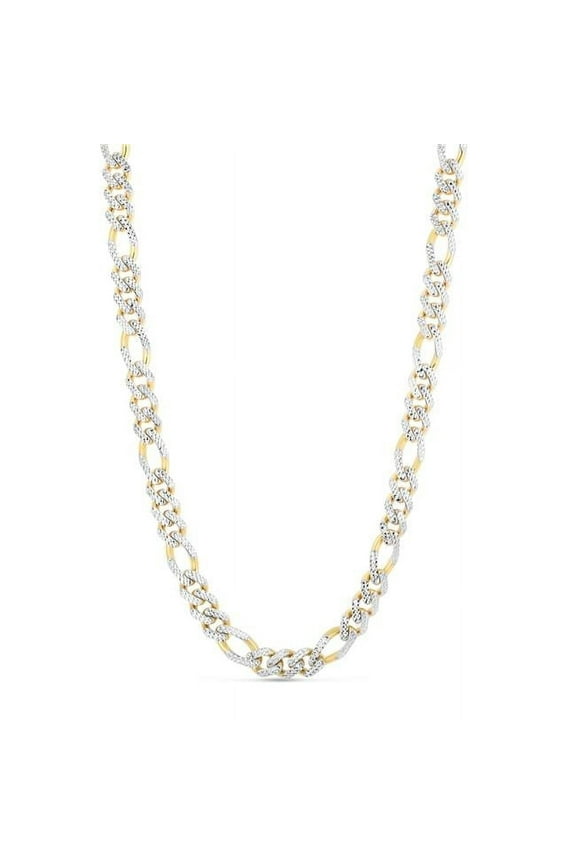 8.25 in. 14K Yellow Gold White Pave Monaco Figaro Bracelet with Box & Both Side Push Clasp