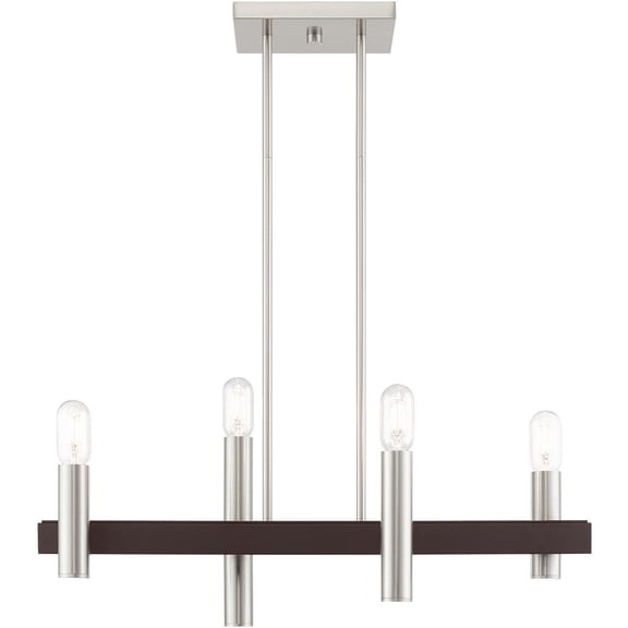 8.25 inch 4 Light Brushed Nickel & Bronze Linear Chandelier with Steel base material