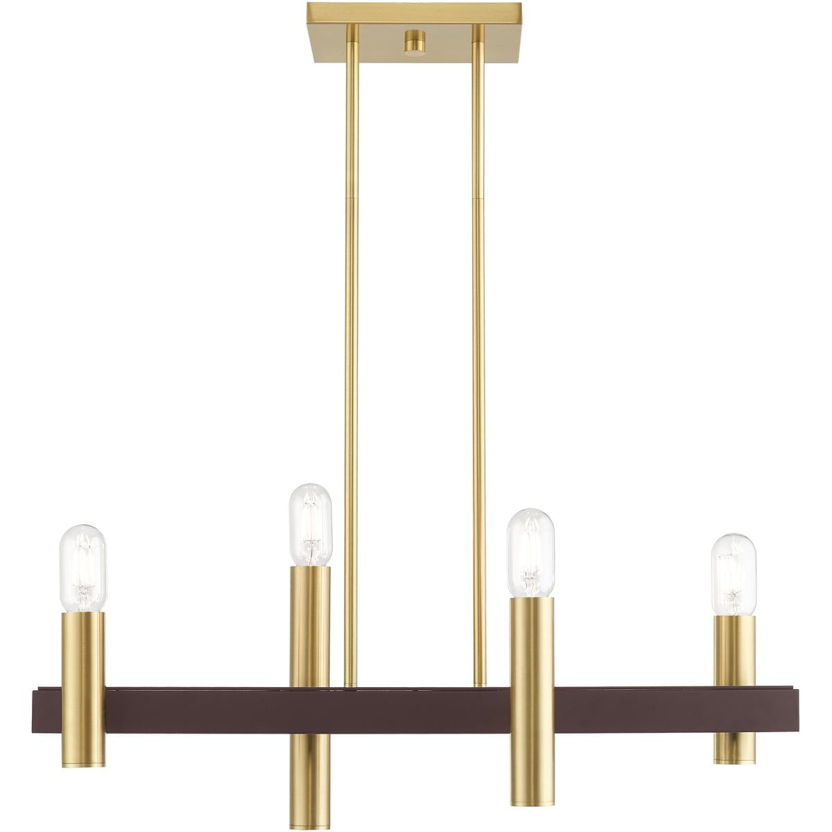 Helsinki Satin Brass & Bronze 4-Light Linear Chandelier with Crystal Accents