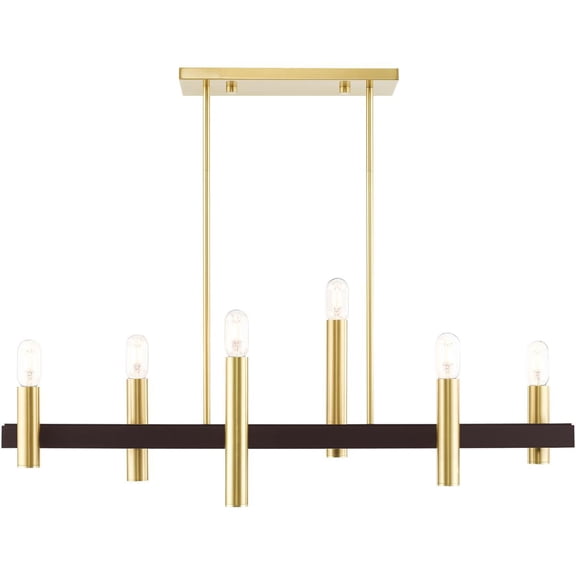 8.25 inch 6 Light Satin Brass & Bronze Linear Chandelier with Steel base material
