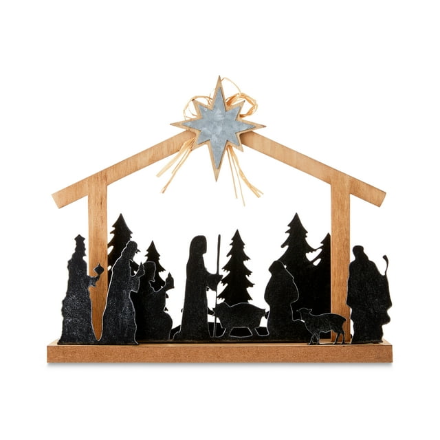 8.25 inch Height Holiday Time Nativity Scene Tabletop Decor, Black and ...