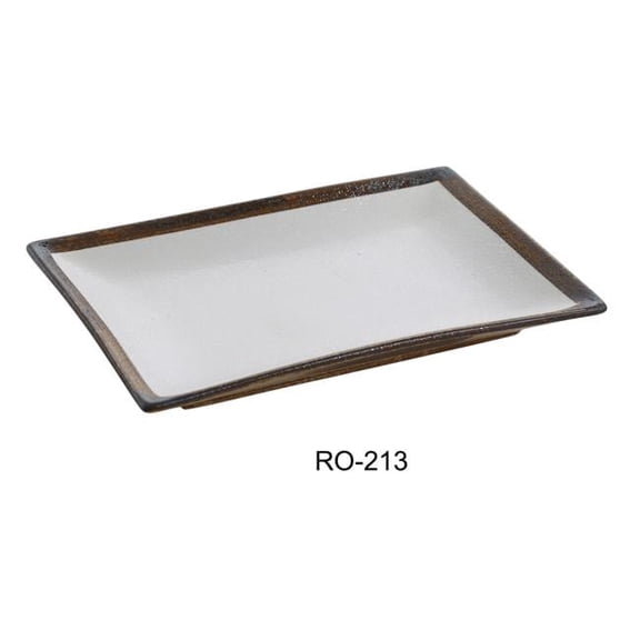 8.25 x 12 in. Rockeye Rectangular Two-Tone China Plate - Pack of 12