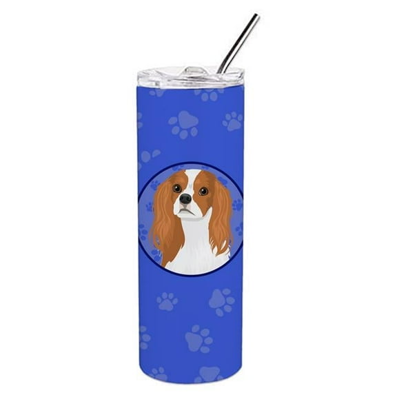 8.25 x 3 in. Unisex Cavalier King Charles Spaniel Blenheim No.1 Stainless Steel 20 oz Skinny Tumbler, Blue