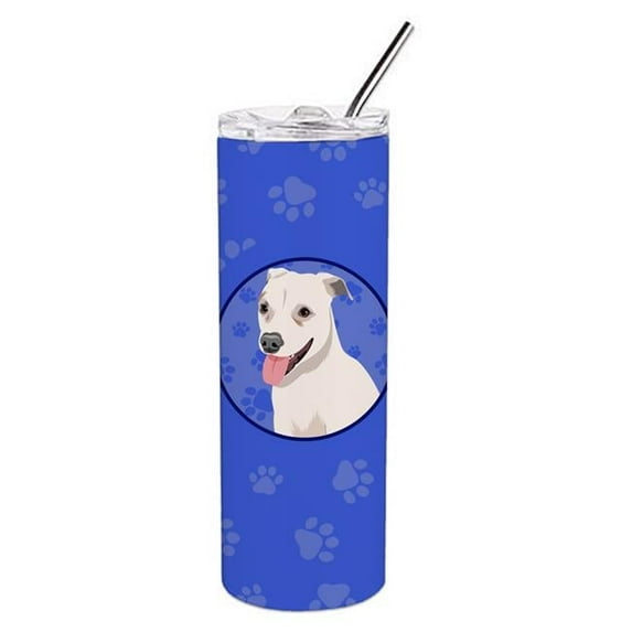 8.25 x 3 in. Unisex Pit Bull Puppy Stainless Steel 20 oz Skinny Tumbler, Blue