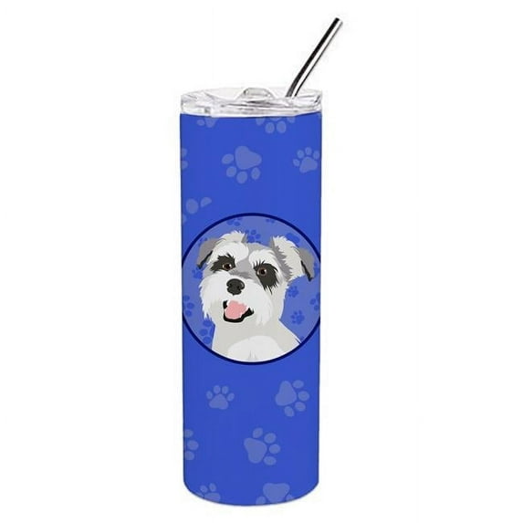 8.25 x 3 in. Unisex Schnauzer Salt & Pepper No.2 Stainless Steel 20 oz Skinny Tumbler, Blue