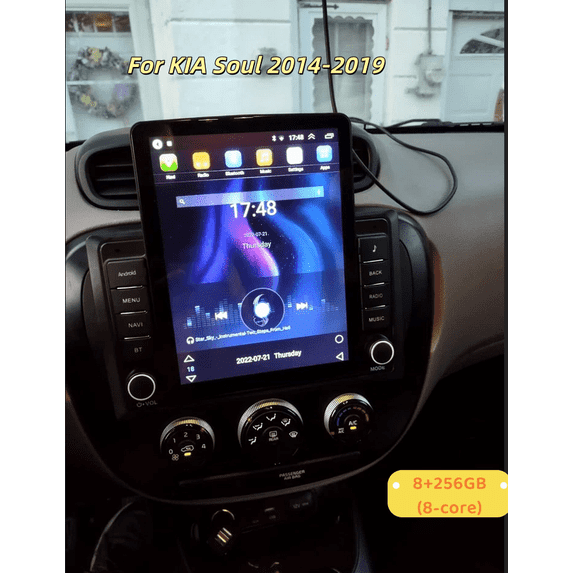 8+256G(8-core) 9.7in Universal Double Din Car Stereo Radio for KIA Soul 2014-2019 with Carplay Android Auto GPS Navigation Bluetooth WiFi SWC Mirror Link + 4Led Backup Camera