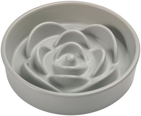 8.26 in Grey Dog Bowl Slow Feeder Ceramic for Medium and Large Breed,Pet Feeding Dog Food Water Dish Heavy Weighted,Puppy Bowl for Fast Eaters,Puzzle Slow Eating Dish Modern Maze
