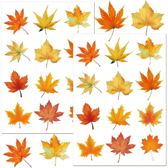 8.26x11.69 inch Autumn Maple Leaf Rub on Transfers Stickers Fall Rub on Transfers Labels Thanksgiving Day Rub on Decals 2 Sheets