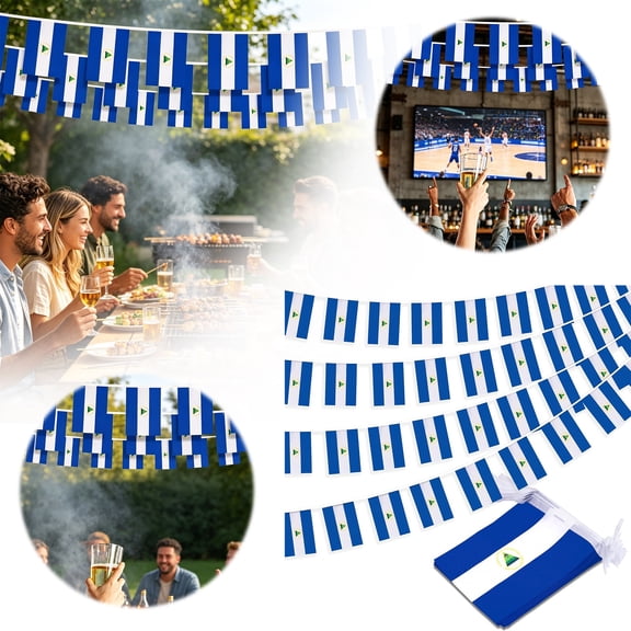 8.27 Inch Bunting Flag 32.7Ft 30Pcs Square String Pennant Polyester Weatherproof Banner for Festival Sports Yard Party Decor