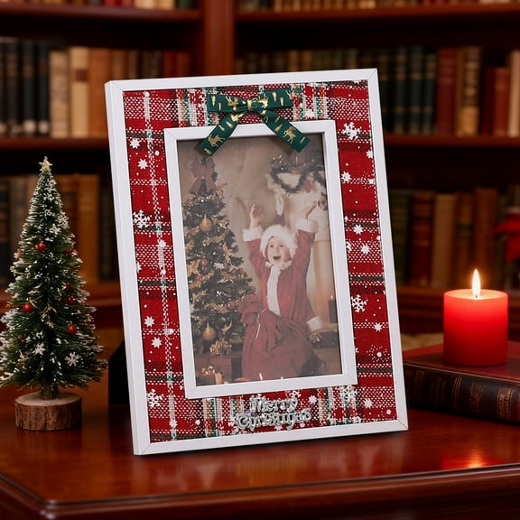 8.27x6.30in European-Style Wooden Photo Frame with Christmas Theme for Home Desktop Decoration Holiday Gift Ornament