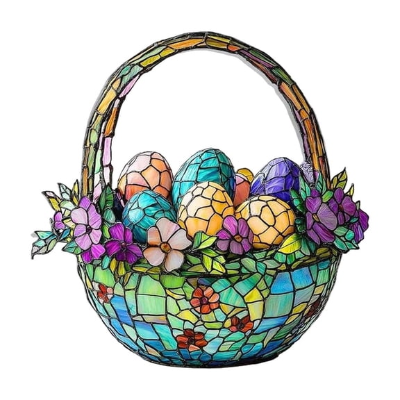 8" 2D Acrylic Easter Bunny Suncatchers - Stained Glass Effect Window Hangers - Flat Printed Spring Decor - Wall Art Pendants - Colorful Easter Holiday Party Vibrant Seasonal Ornaments