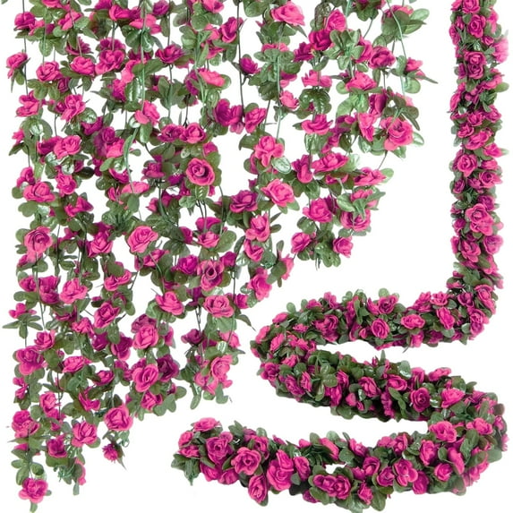 8.2FT Floral Garland for Arch Rose Vines Flower Flower Garland Artificial Rose Floral Garland Cute Hanging Floral Vines Garland Decoration for Room Wall Backdrop Wedding Party Table Mantle Arch Garden