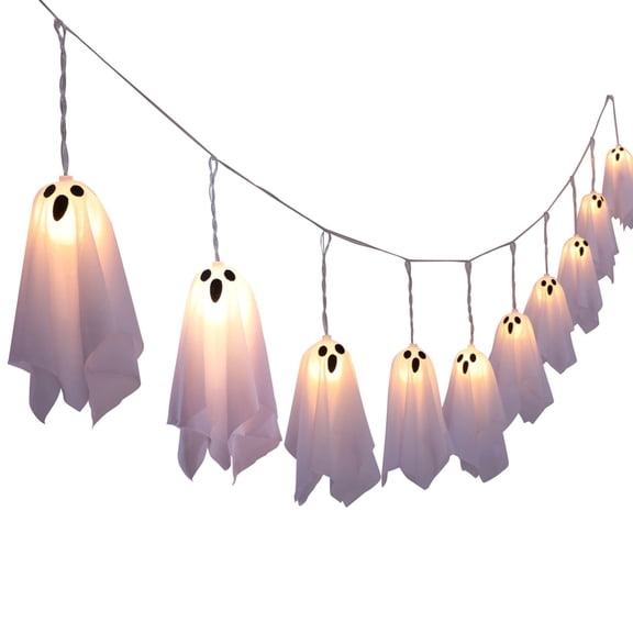 107in  Halloween Lights String Hanging Ghosts 10 Little Ghosts in a String Halloween Decor for Door Yard Patio Garden Party Porch Decor Fireplace Indoor