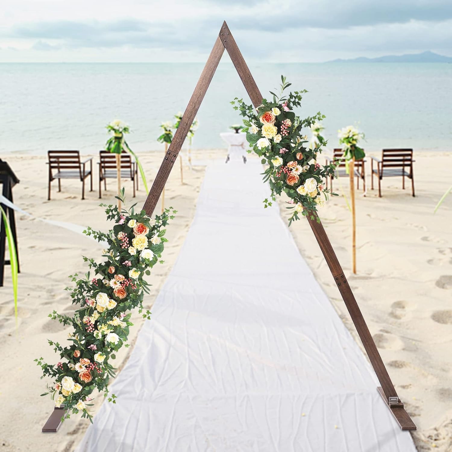 8.2FT Vintage Wood Wedding Arch Triangle Arch Wedding Wooden Arch Arbor ...