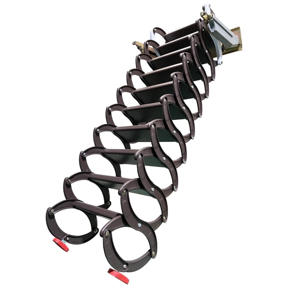 8.2Ft Chocolate Wall Mounted Hidden Telescopic Folding Loft Attic Ladder Stairs Al-Mg- Alloy 10 +2 Steps 660LB Loading Capacity