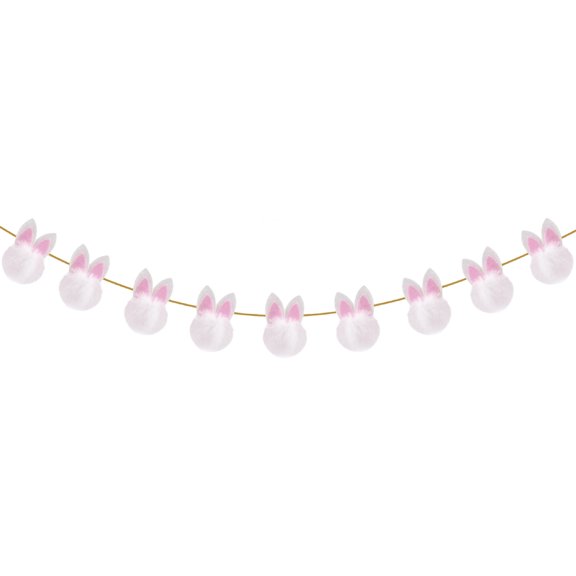 8.2Ft Easter Pom Pom Garlands, Easter Decorations Garland, Cute Short Plush Bunny Garland, Felt Ears Easter Banner Decorations for Spring Holiday Party Tree Wall Fireplace Mantle Home Decor