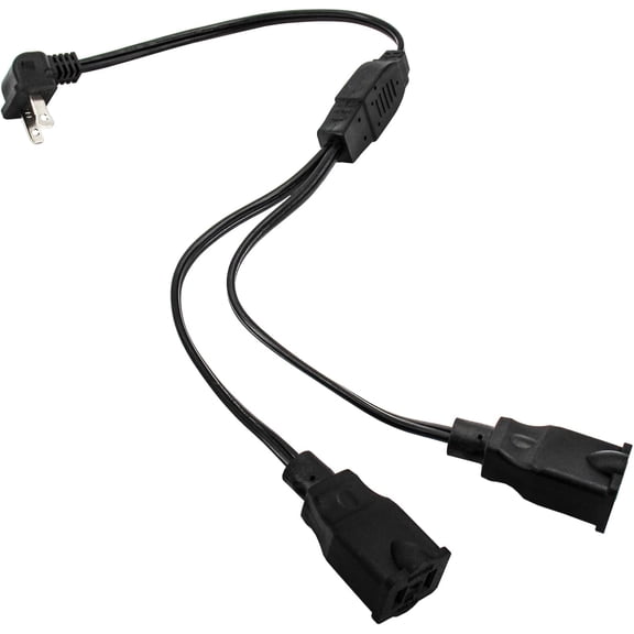 8.2Ft Power Splitter,2 Prong Extension Cord with 2 Outlets, 18AWG Male/Female Long Power Cable for Christmas Lights,Home Decor,Office,Indoor Extension Cord Splitter