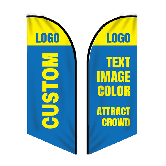 8.2ft / 2.5m Custom Feather Flag Kit with Poles in Ground for Retail