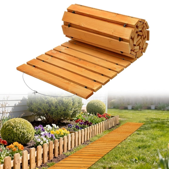 8.2ft Carbonized Pine Garden Pathway Roll Out Walkway Boardwalk Paver Outdoor Stepping Stone Patio Pool Backyard Orange Bestseling
