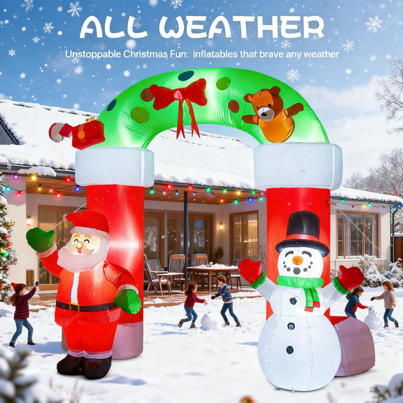 8.2ft Christmas Inflatable Archway with Santa & Snowman,Blow Ups Xmas Inflatable with LED Lights,Outdoor Decor for Xmas Holiday Party Yard Lawn