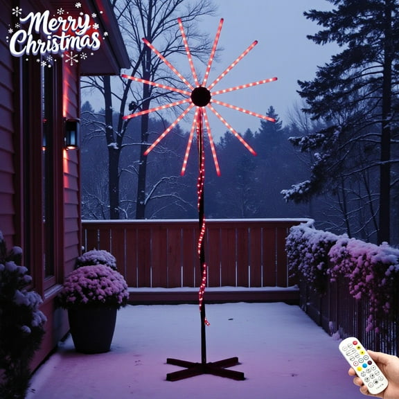 8.2ft Festive Firework Lighted Christmas Decoration – RGB LED Holiday Display for Indoor & Outdoor Use with Remote Control, Weather-Resistant for Porch, Yard, Deck, Home