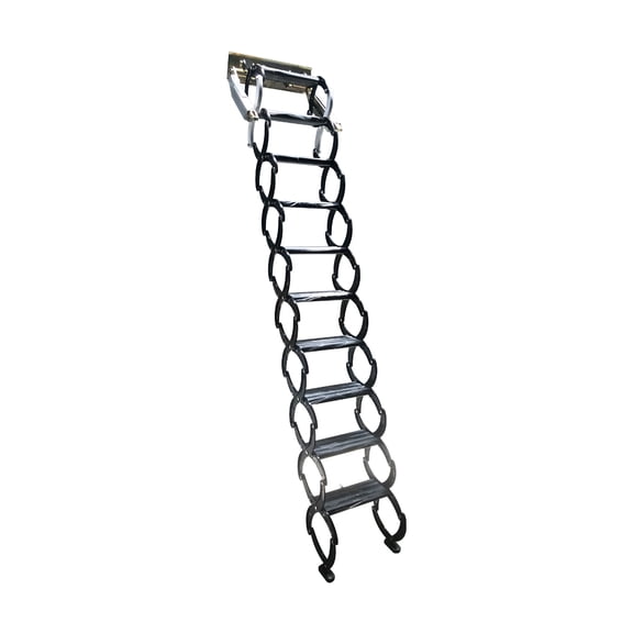 8.2ft Narrow Wall Mounted Attic Extension Ladder 10 Steps Pull Down Loft Wall Ladder Folding Stairs Black Al-Mg Alloy