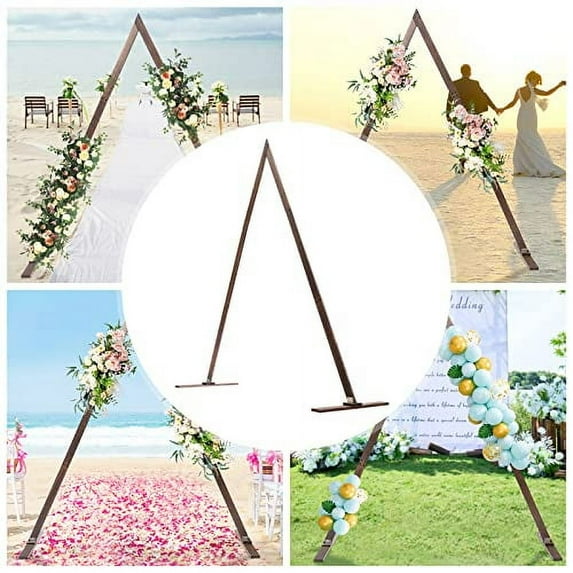 Wooden Wedding Arch 8.2ft Triangle Backdrop Arch Wood Wedding Backdrop Stand for Garden Wedding Parties, Wooden Arch Decor Rustic Background Prop Decor
