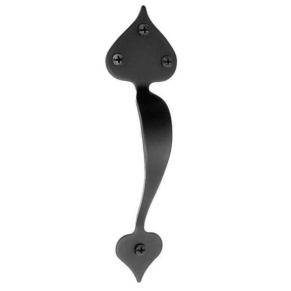 8-3/4'' Long Smooth Iron Heart Door Pull - Black