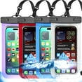 thumbnail image 1 of Up to 8.3" 4 Pack Universal Waterproof Phone Pouch, Large Phone Waterproof Case Dry Bag,Protection Level: IP68,Outdoor Sports for Apple iPhone,Samsung,and More,White,Blue,Red,Purple, 1 of 9