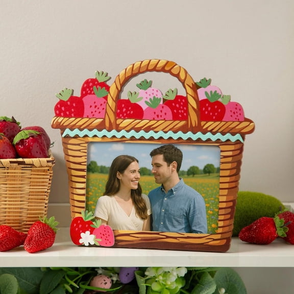 8 3/4" x 8" Love in Bloom Wooden Berry Basket Picture Frame with Easel