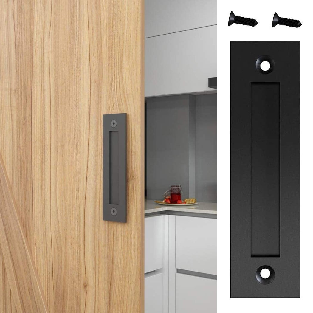 8-3/5\'\'Flat Black Flush Sliding Barn Door Finger Pull Handle Hardware ...