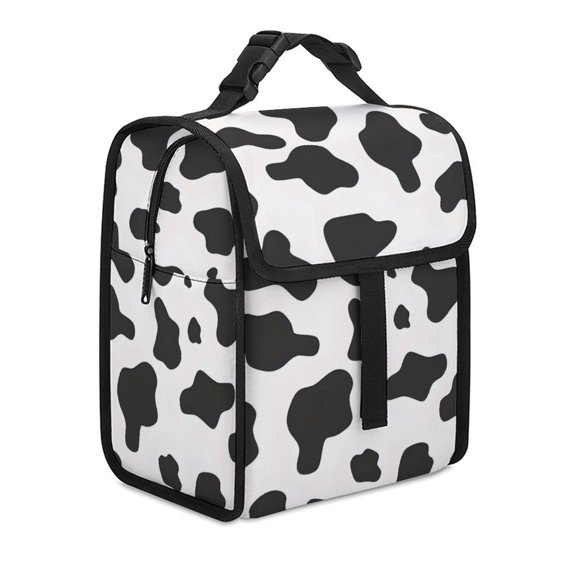 8.39.8in Insulated Lunch Bag Leak-Proof And Easy To Clean Zipper Design Lightweight And Large Capacity Simple Cow Print Pattern, Vector Art Style_1
