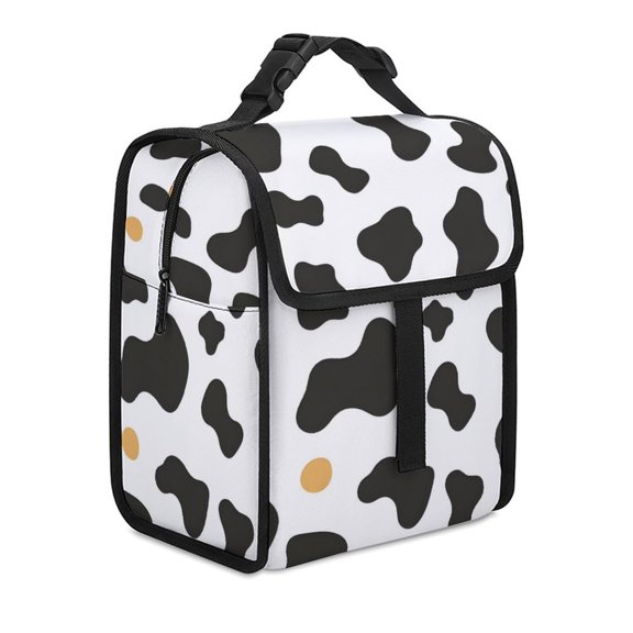 8.39.8in Insulated Lunch Bag Leak-Proof And Easy To Clean Zipper Design Lightweight And Large Capacity Simple Cow Print Pattern, Vector Art Style_2