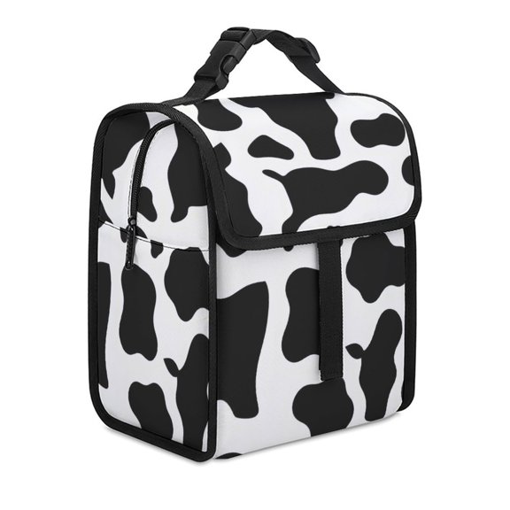 8.39.8in Insulated Lunch Bag Leak-Proof And Easy To Clean Zipper Design Lightweight And Large Capacity Simple Cow Print Pattern, Vector Art Style_4