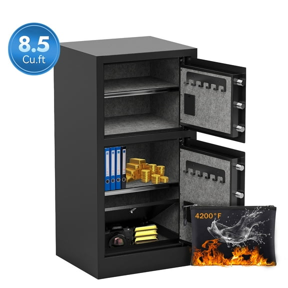 8.5 Cubic Feet Heavy Duty Dual Door Safe Box, Digital Drop Safe, Fireproof safe for Home, Office, Hotel