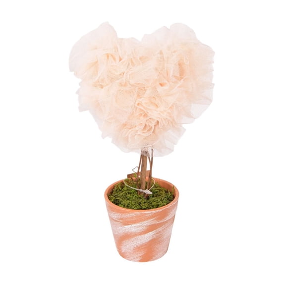 8.3 Inch Heart Mesh Topiary Tree,Artificial Potted Plant Table Decor for Living Room Shelf And Farmhouse Style Display