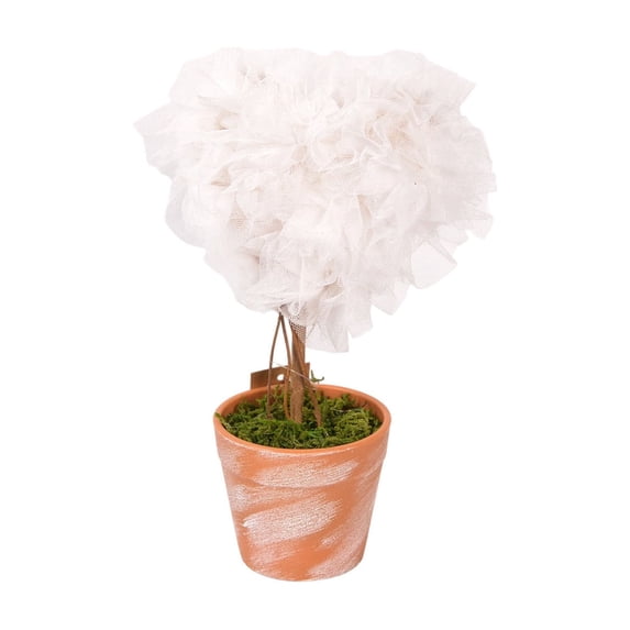 8.3 Inch Heart Mesh Topiary Tree,Artificial Potted Plant Table Decor for Living Room Shelf And Farmhouse Style Display