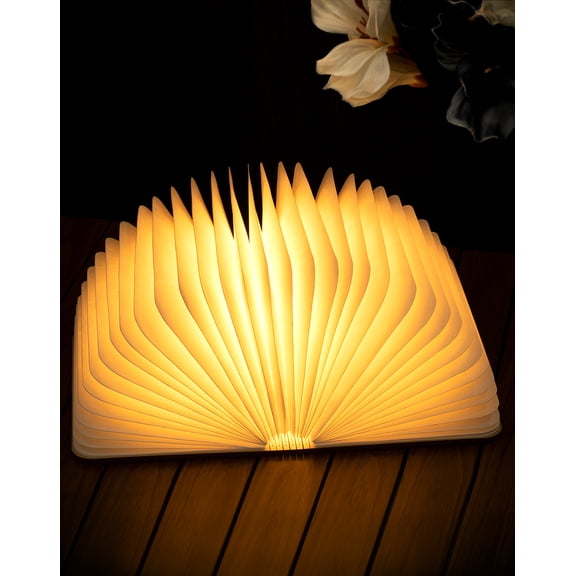 8.3 Inch Wooden Book Lamp, Book Lovers Gifts,Teacher Appreciation Gifts for Women, LED Ambient Lighting, Magnetic Mood Lighting for Home&Library Decor (Walnut)