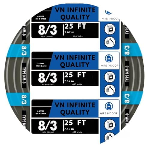 8/3 NM-B Non-Metallic Sheathed Cable Stranded Residential Indoor Wire (25 Foot)$$Tools & Hardware Other