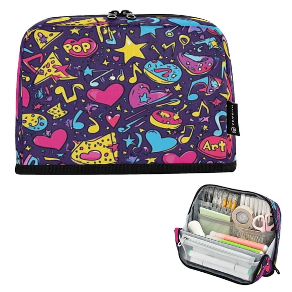 8.3"x5.9" Large-Capacity Multi-Pocket Vertical Pencil Case Art Pop