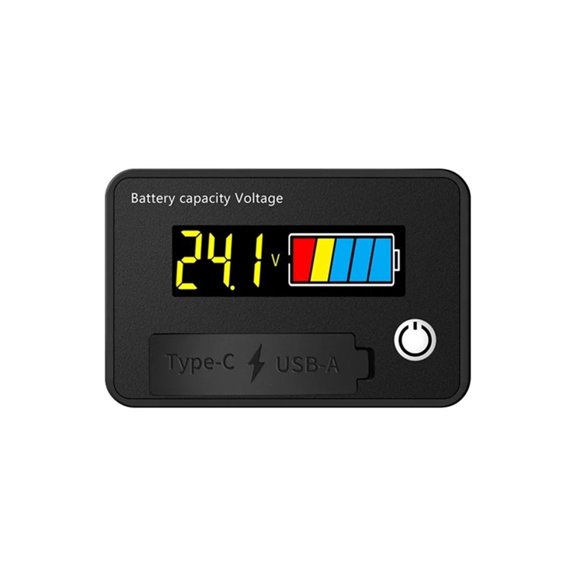 8-30V Battery Capacity Indicator with Type-C Output, Digital Voltmeter for RV