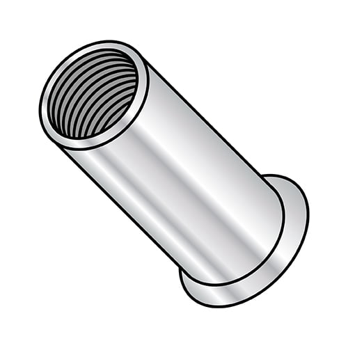 8-32.080 Small Head Threaded Insert Rivet Nut Aluminum Cleaned and Polished NON-RIBBED (Pack Qty 1,000) BC-LA-08080