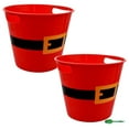 thumbnail image 1 of 8.32" Christmas Bucket, Plastic Santa Belt Buckets Red Round Tubs with Handles for Parties Storage Classroom Party Favors, Christmas Decorations, Pack of 2, 1 of 7