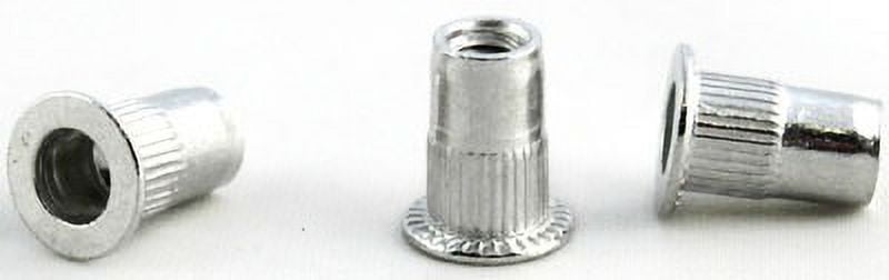 8-32 (Max Grip .130) Large Flange Ribbed Blind Threaded Inserts / Aluminum Alloy 5056 - 1000 Piece Carton