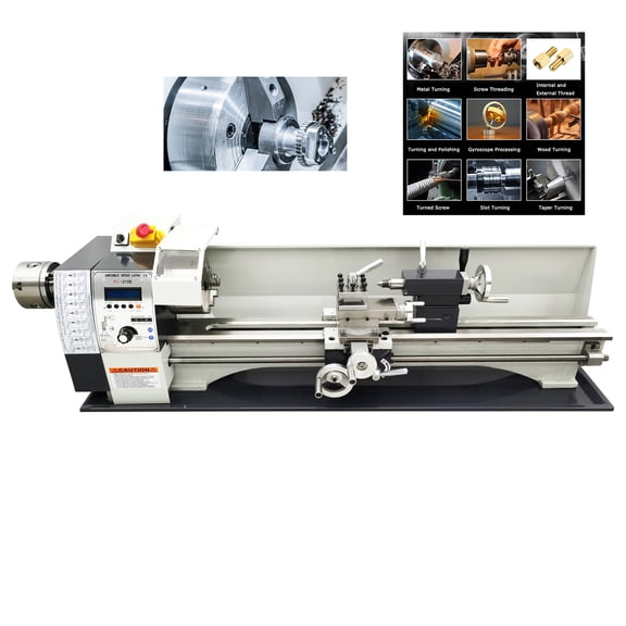 8"*32" RC-210E Precision Metal Bench Lathe Double Head Double Chuck Electronic Pulse 110V 1100W