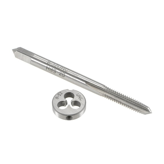 Uxcell 8-32 UNC Tap and Die Set, HSS Machine Thread Tap with Round Threading Die Right Hand